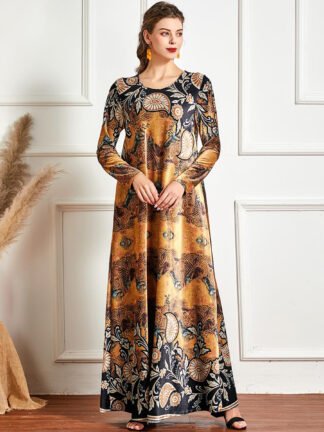 Купить Elegant Spring Turkey Muslim Dress Women Moroccan Kaftan Kimono Jubah Long Robe Abaya Islamic Clothing Turkey Hijab Arab Dress