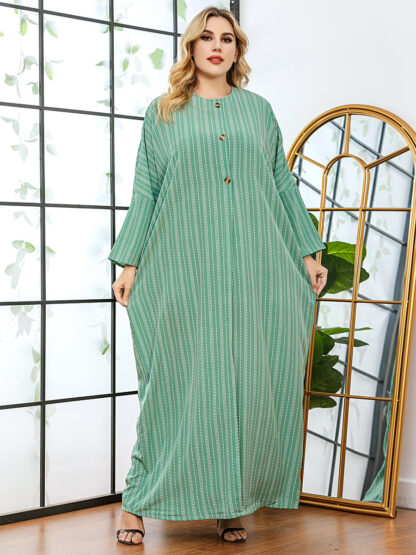 Купить Dubai Turkey Eid Muslim Abaya Dress Women Elegant Striped Moroccan Kaftan Djellaba Vestidos Islam Clothing Ramadan Summer Abayas