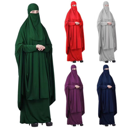 Купить Ramadan Muslim Sets 3 Pieces Women Prayer Dress Khimar Hijab Islamic Prayer Clothes for Women Niqab Burqa Praying Clothes Burka
