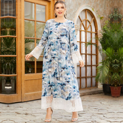 Купить Ramadan Turkey India Muslim Dress Floral Lace-up Abaya Duabi Arabic Vestidos Moroccon Kaftan Islamic Clothing Jilbab Gown Robe
