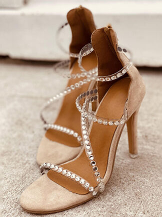 Купить Women Transparent Sandals High Heels Big Size 43 Woman Zip Crystal Womens Open Toe Pump Female Party Shoes Ladies Footwear 2021