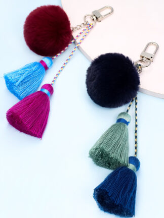Купить DIY tassel hair ball multicolor combination key chain pendant key chain fashion ladies gift pendant bag decoration accessories