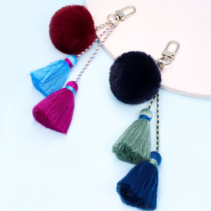 Купить DIY tassel hair ball multicolor combination key chain pendant key chain fashion ladies gift pendant bag decoration accessories