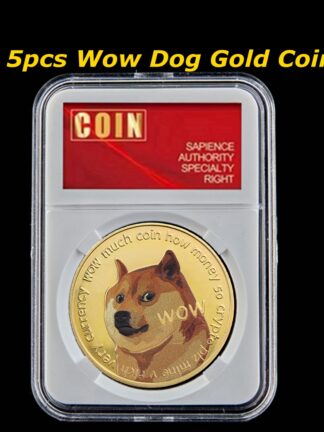 Купить 5pcs Dogecoin Commemorative Coins Craft Collection Wow Dog Pattern Souvenir Home Decoration Crafts With Pccb Box
