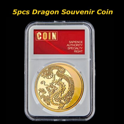 Купить 5pcs Souvenir Coin Russian Double Headed Eagle Dragon Craft Gold Metal Plated Commemorative Badge With Box