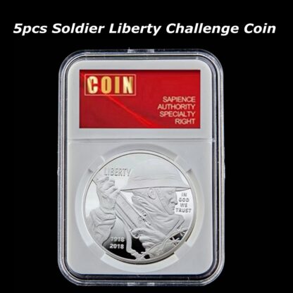 Купить 5pcs Military Crafts Centennial Commemorative 1oz Silver Plated Liberty US Eagle In God We Trust Challenge Coin With PCCB BOX