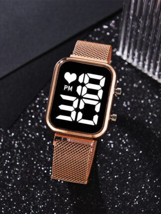 Купить Rose Gold Ladies Watch Ladies Luxury LED Digital Stainless Steel Reloj Mujer Fashion Accessories