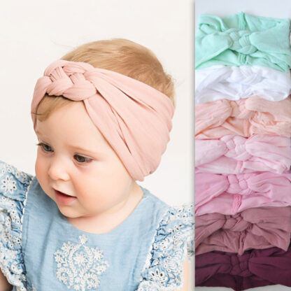 Купить 2022 New Braided Nylon Baby Headbands For Girls Twisted Top Cross Knot Headwraps Turban Elastic Soft Hairbands Hair Accessories
