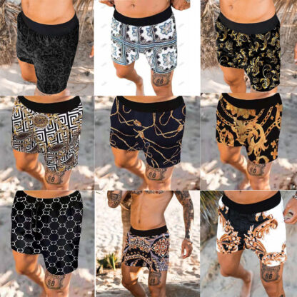 Купить men shorts pants outfits for summer casual cargo athletic short gym Hawaii printing loose youth quick dry beach trousers printed plus size shorts elastic waist