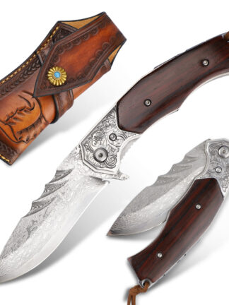 Купить Sharp Folding Knives Japan VG10 Forged Damascus Steel Knife Rosewood Handle Camping Hunting Skinning Knife Survival EDC Wild Picnic Blade Steak Kitchen Tools