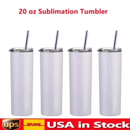 Купить STRAIGHT! Sublimation Tumblers With Straw Lid 20oz Stainless Steel Water Bottles Double Wall Insulated Outdoor Cups Mugs