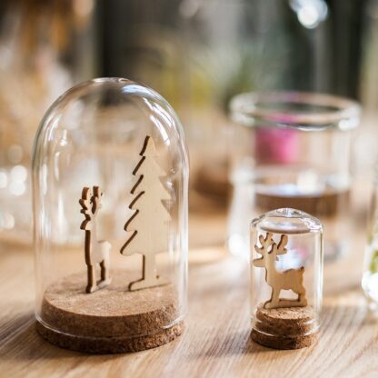 Купить # Novelty Items # Modern Handcraft Glass Dome Cover Dry Flower Vase With Wood Cork Base Landscape Figures Model Display Artwork 04
