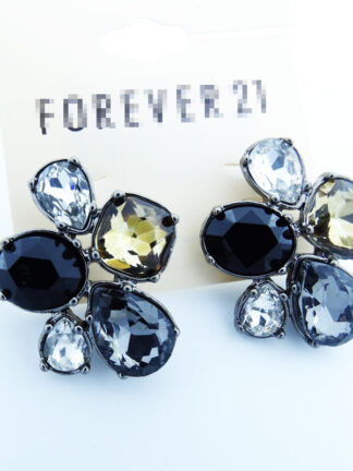 Купить Stud Black and white gem stones big earrings earrings jewelry wholesale new in 2022