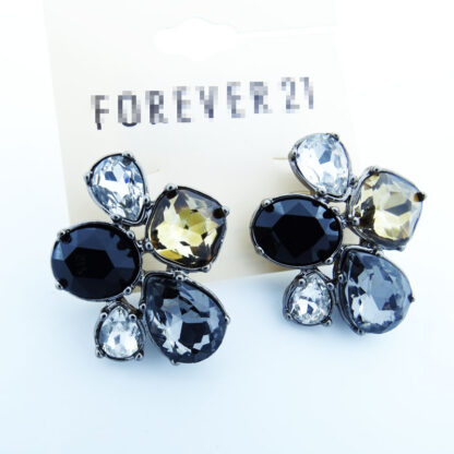 Купить Stud Black and white gem stones big earrings earrings jewelry wholesale new in 2022
