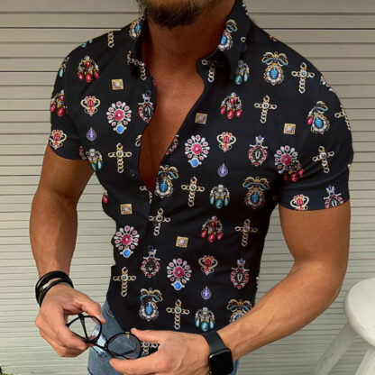 Купить Affordable Hawaii Button Shirt Luxurious Printed Brand Tops Hawaiian Short Sleeve Floral Shirts Hombre Camisa Beach Prints 3XL Blouse