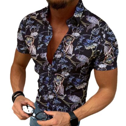 Купить High Quality Beach Hawaii Button Shirt Luxurious Printed Tops Hawaiian Short Sleeve Shirts Hombre Camisa Beach Print 3XL Blouse