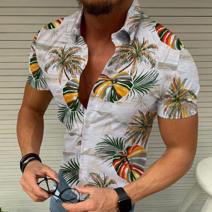 Купить Mens Tropical Print Hawaiian Shirt Short Sleeve Button Hombre Camisa Great Casual Streetwear Beach Wear S-XXXL Hawaii 3XL Blouse