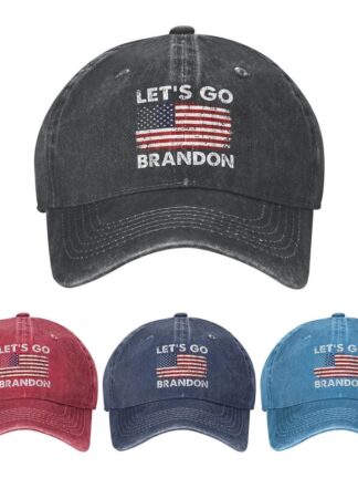 Купить Lets Go Brandon FJB Hat Baseball Cap for Men Women Funny Washed Denim Adjustable Vintage Hats Fashion Casual Hat Fun Gift
