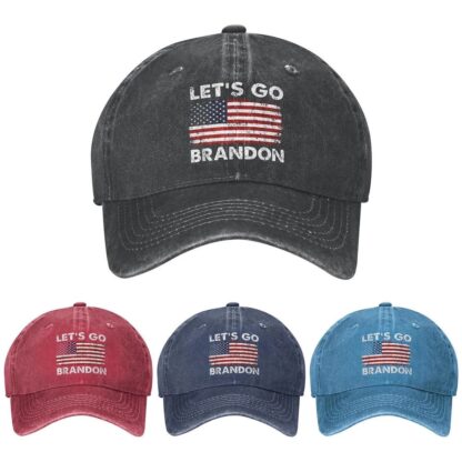 Купить Lets Go Brandon FJB Hat Baseball Cap for Men Women Funny Washed Denim Adjustable Vintage Hats Fashion Casual Hat Fun Gift