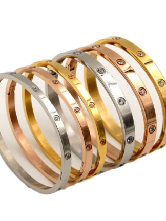 Купить Women Lovers Bracelet Silver Gold Bangles Men Luxury designer Jewelry titanium steel couple simple bolt driver nail screw 10 diamond custom cuff bracelets