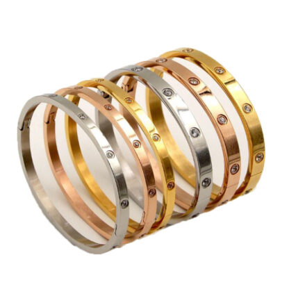 Купить Women Lovers Bracelet Silver Gold Bangles Men Luxury designer Jewelry titanium steel couple simple bolt driver nail screw 10 diamond custom cuff bracelets