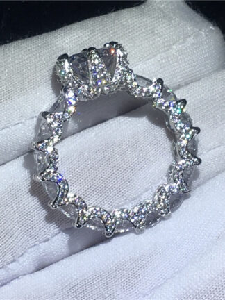 Купить Diamond Promise Women Wedding Bridal Ring For Lover's Gift Unique Vintage Jewelry 925 Sterling Silver Big Round Cut White Topaz CZ