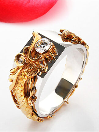 Купить Domineering dragon color separation ring plated with 18K gold and diamond for men and women