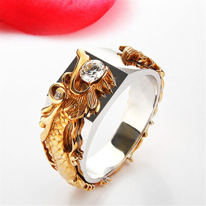 Купить Domineering dragon color separation ring plated with 18K gold and diamond for men and women