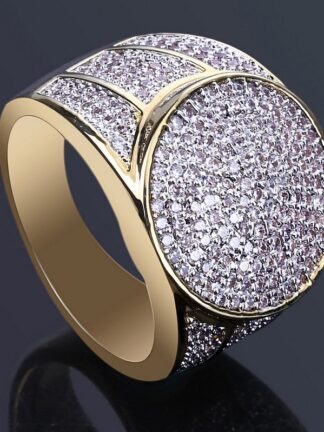 Купить Mens Hip Hop Gold engagement wedding Rings Jewelry New Fashion Iced Out Simulation Diamond For Men women promise