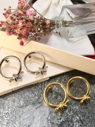 Купить fahion Stainless steel Knotted hardwear earring 18k Gold Stud Earrings rose gold Luxury jewelry for woman