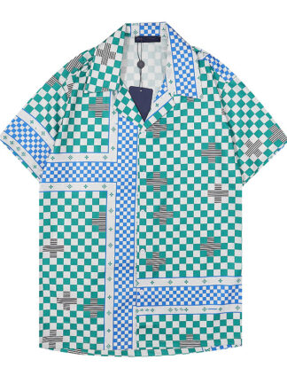 Купить France men printed shirts designer White jacquard letters blue camouflage paris clothes Short sleeve mens shirt Vacation casual shirt#M-3XL07
