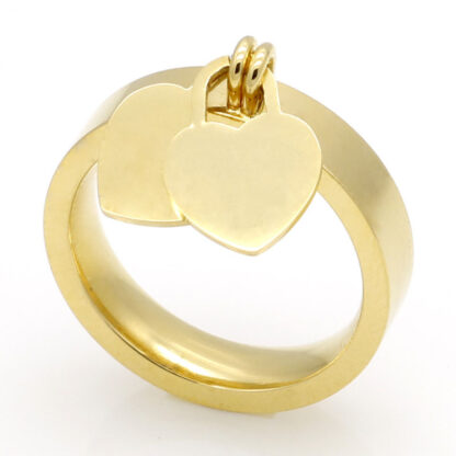 Купить charm designer engagement rings 316L titanium gold-plated heart-shaped T letter letters double heart female wedding ring for promise women