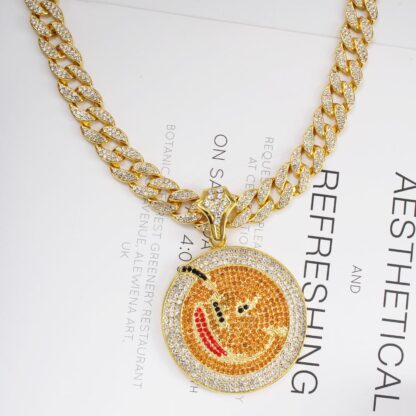 Купить Hip Hop Big Round Jigsaw Thunder Cat Pendant Other Fashion Accessories With 15mm 18" Full Iced Out Miami Cuban Choker Chain Men Necklac