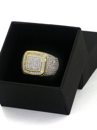 Купить silver CZ Diamond propose engagement ring Gemstones hip hop band rings for men Party Women Wedding Gift