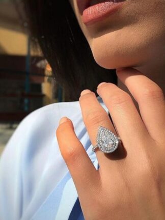 Купить Sparkling 925 Sterling Silver Full CZ Diamond propose engagement ring Gemstones Party Women Wedding Ring bling Gift