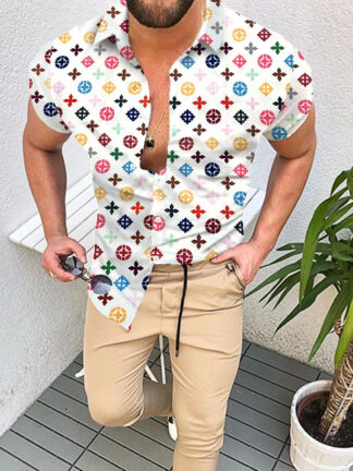 Купить high quality print shirts for men trendy Lapel short sleeve summer fashion Printed button beach party style Hawaii plus size blouse