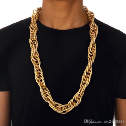 Купить Cuban link chain Hip-hop Men Jewelry Lock Gold Necklace cross Fashion Night Club Gold Silver Rough Hemp Flower Curb Necklace 2.2cm for Me