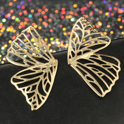 Купить Womens Irregular Geometric Gold Hoop Butterfly Earrings Alloy Metal Hollow Ladies Costume Jewellery Vintage