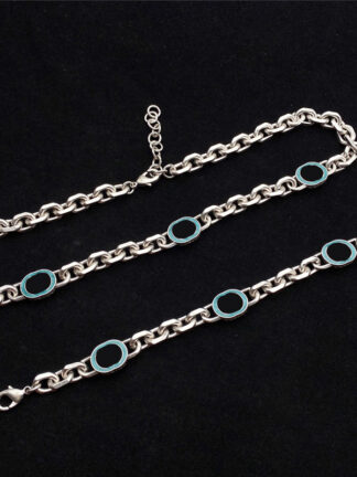 Купить Luxury Enamel Chain Bracelet Necklace Classic fashion Set Women Designers Letter Necklaces Stainless Steel Bracelets Jewelry