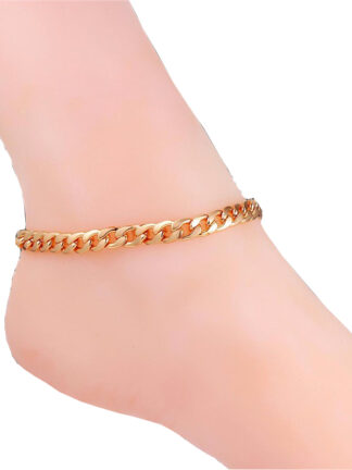 Купить Ankle bracelet Foot Summer Jewelry On The Leg Gold Color Bracelet Link Chain Anklet For Women men