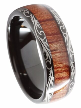 Купить 8mm Black Tungsten Carbide hematite vintage engagement Ring anxiety Dome Matching Wedding Bands Men's Jewelr