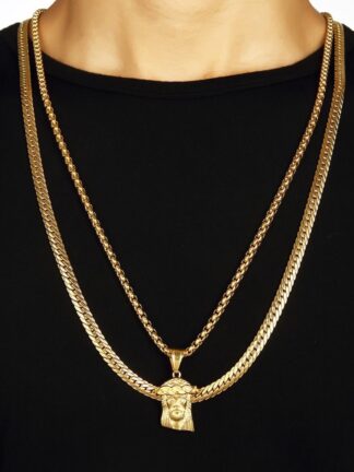 Купить Hip Hop Men Jewelry Jesus Christ Piece Pendant gold Necklace cross with Corn chain length 70cm character