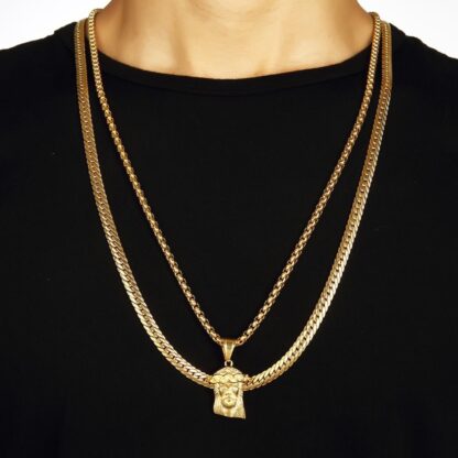 Купить Hip Hop Men Jewelry Jesus Christ Piece Pendant gold Necklace cross with Corn chain length 70cm character