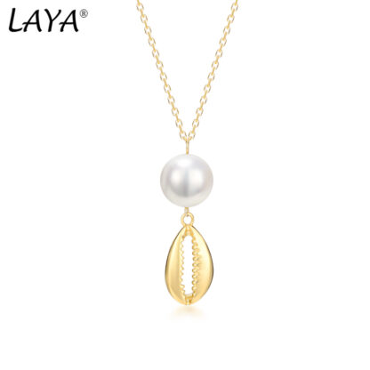 Купить LAYA Natural Freshwater Pearl Pendant Necklace For Women 925 Sterling Silver Fashion Elegant High Quality Fine Jewelry 2022 Trend