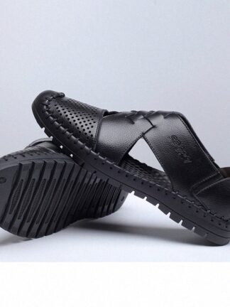 Купить breathables Summer Men Hollow Hole Antiskid Sandals Breathable Split Sandal Leather Trend Ankle Wrap Mens Casual Loafer Shoe Wholesale Shoes V94E#