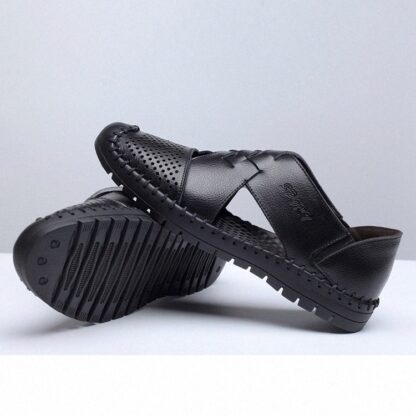 Купить breathables Summer Men Hollow Hole Antiskid Sandals Breathable Split Sandal Leather Trend Ankle Wrap Mens Casual Loafer Shoe Wholesale Shoes V94E#