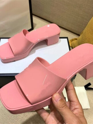 Купить 2022 Brand Designer Women Slipper Fashion Jelly Slide High Heel Slippers Summer Outdoor Beach Thick Sole Lady Sandals Shoes with Top Quality