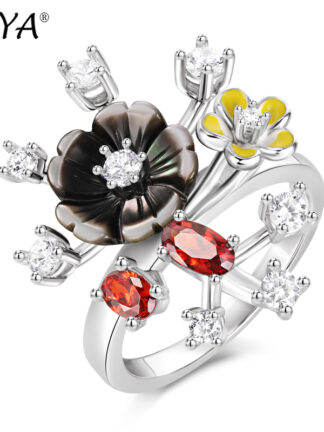 Купить Laya Cluster Ring For Women 925 Sterling Silver Trendy Jewelry Fashion High Quality Zircon Natural Shell Flower Original Modern 2022 Trend