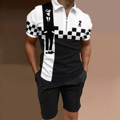 Купить Running Team Tracksuit Casual Polos Fashion Men 2 piece Set T-Shirts Shorts Plus size Two Pieces Short Set Polo Tshirts Mens