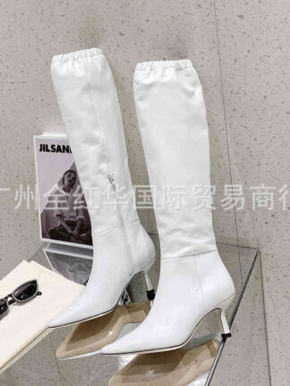 Купить Boots fashion high boots below knee heels thin calf leather modern long for women